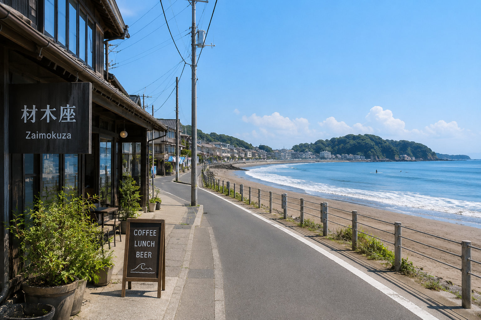 材木座海岸周辺の景色